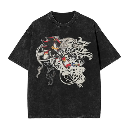 Washed T Shirts S-Shadows Cool H-Hedgehoged Hip Hop Retro T-Shirt Oversize Streetwear Printed Tops Tee Shirt for Men Women
