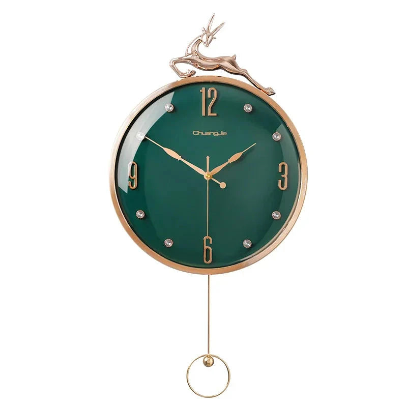 13 Inch Auspicious Deer Wall Clock Nordic Brief Design Living Room Decoration Kitchen Mute Clocks Art Wall Watch Home Decor NEW