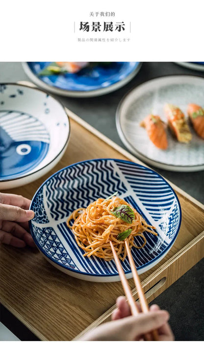 Japanese Ceramic Plate Household Turnip Plate Deep Plates Shallow Plate Turnip Dish Restaurant Hotel Creative Tableware Cooking