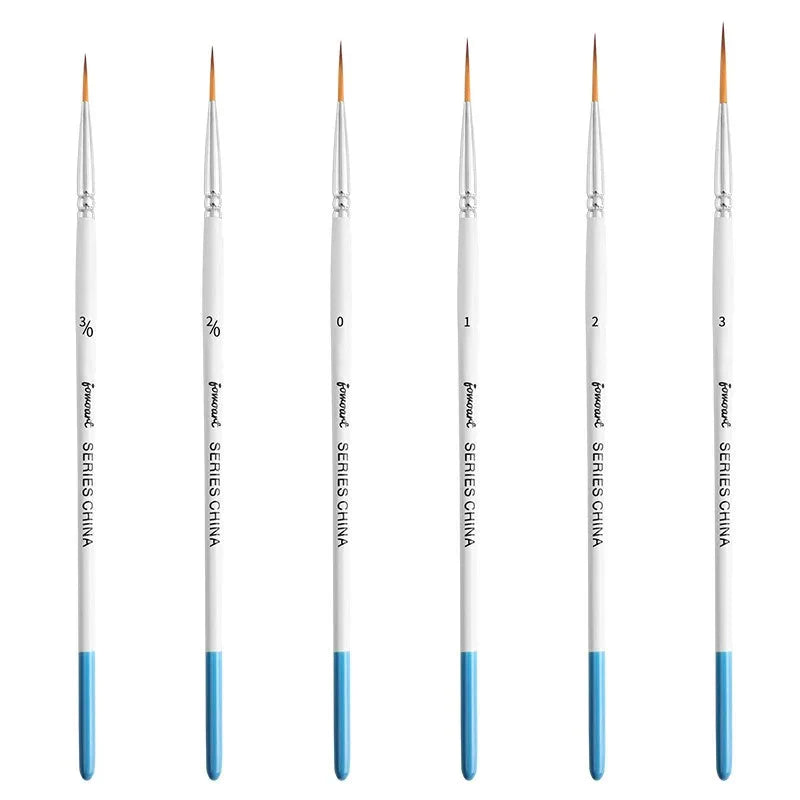 Artist Paint Brush 6 Pcs Set Thin Pen Extra Long Fine Point Liner Tip #000#00#0#1#2#3, Scale Models Nail Acrylic Oil Watercolor