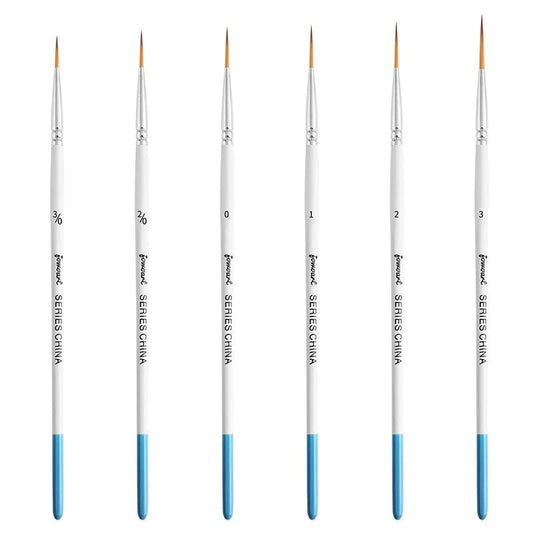 Artist Paint Brush 6 Pcs Set Thin Pen Extra Long Fine Point Liner Tip #000#00#0#1#2#3, Scale Models Nail Acrylic Oil Watercolor