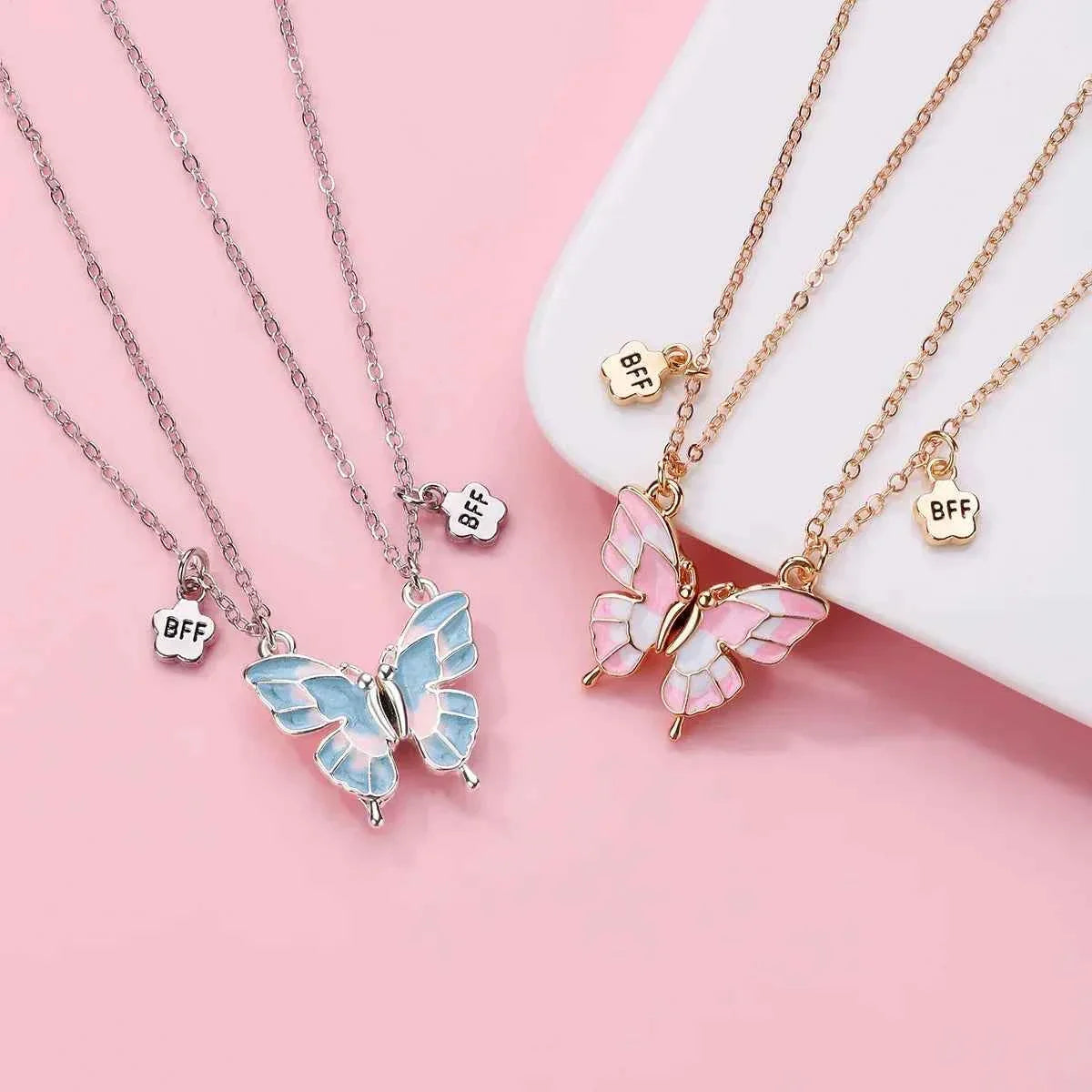 Best Friends Pendant Necklace For Woman Girls Magnetism Sequin Couple Crystal Chain Choke BFF Friendship Forever Jewelry Gift