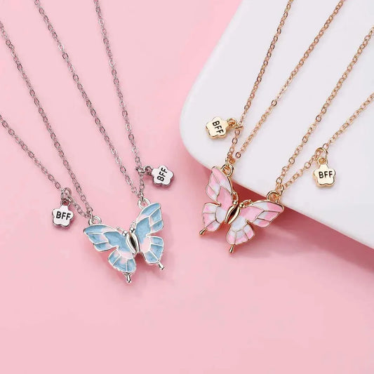 Best Friends Pendant Necklace For Woman Girls Magnetism Sequin Couple Crystal Chain Choke BFF Friendship Forever Jewelry Gift