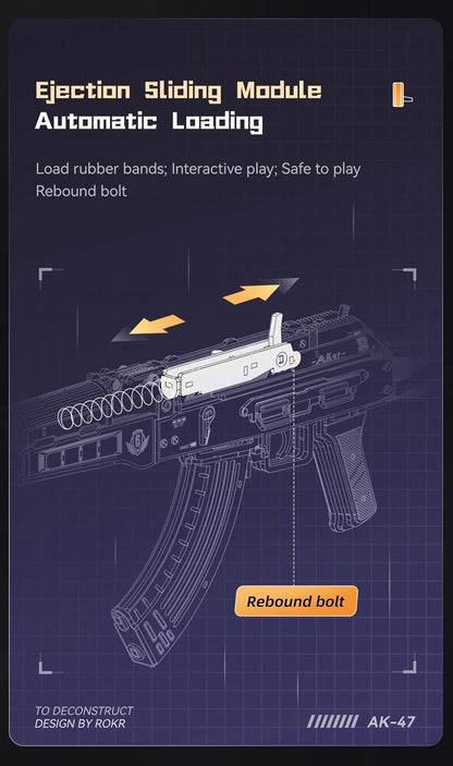 Robotime Rokr Automatic Rifle AK47 3D Wooden Gun Funny DIY Building Block Toys for Kids Adults Justice Guard Wooden PuzzleLQ901