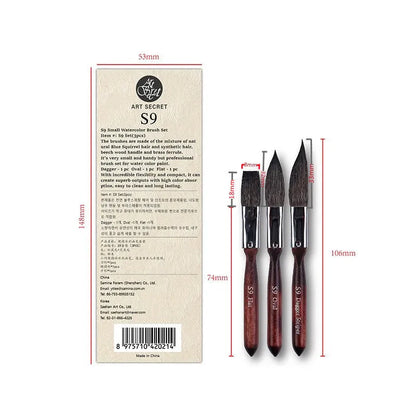 Artsecret Mini Dagger Oval  Flat Squirrel Hair Watercolor Brushes Set Professional Painting Brush For Painting Art Supplies