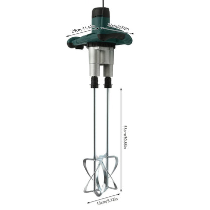 2 Paddle Cement Mixer Mortar Stirrer Concrete Paint Mortar Hand Mixer 6  Speeds Optional Red 1800W / Green 2800W