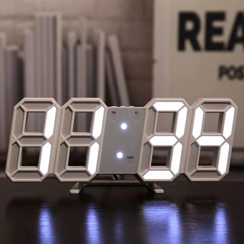 3D LED Digital Clock 12/24H Time Display Colorful Clock for Office/Living Room/Meeting Room/Kitchen