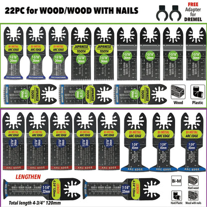 Oscillating Saw Blades Kit，Multitool Blades - Compatible with Milwaukee Dewalt  Worx Skil AEG Ryobi