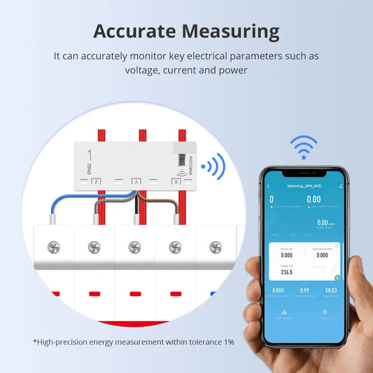 Smart 3-Phase 4-Wire WiFi Power Monitor 63A - Bidirectional Solar Energy Meter with Tuya App Control & Real-Time Analytics