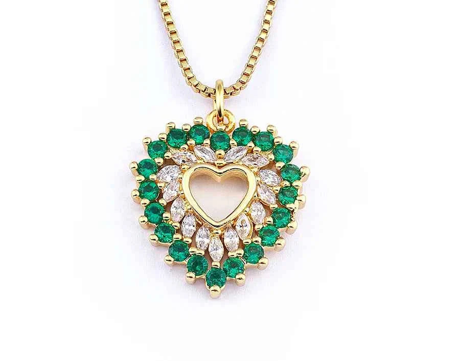 Nidin New Arrival Romantic Heart Shape Sparkling Zircon Pendant Necklace 3 Colors For Women Female Fine Jewelry Gifts Wholesale