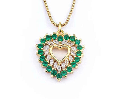 Nidin New Arrival Romantic Heart Shape Sparkling Zircon Pendant Necklace 3 Colors For Women Female Fine Jewelry Gifts Wholesale