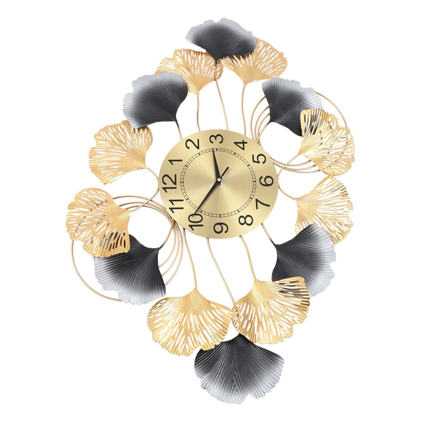 Background Art Display Design Round Gold Clock 8"