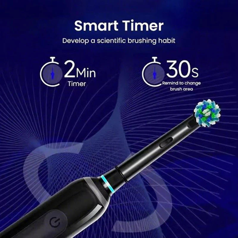 Compatible with Oral B Sonic Electric Toothbrush Smart Ultrasonic Dental Teeth Whitening Rechargeable Adult Tooth Brush 3 Head