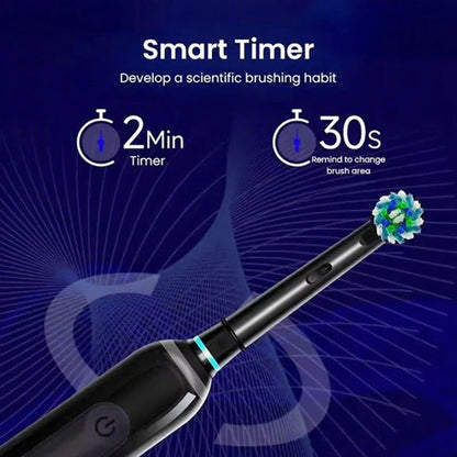 Compatible with Oral B Sonic Electric Toothbrush Smart Ultrasonic Dental Teeth Whitening Rechargeable Adult Tooth Brush 3 Head