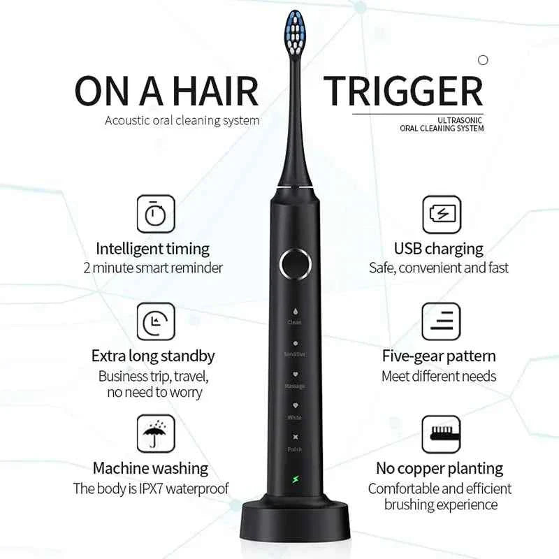 2025 Smart Sonic Electric Toothbrush for Adults Deep Cleaning with Soft Bristles and Waterproof Feature Teeth Whitening