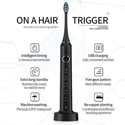 2025 Smart Sonic Electric Toothbrush for Adults Deep Cleaning with Soft Bristles and Waterproof Feature Teeth Whitening