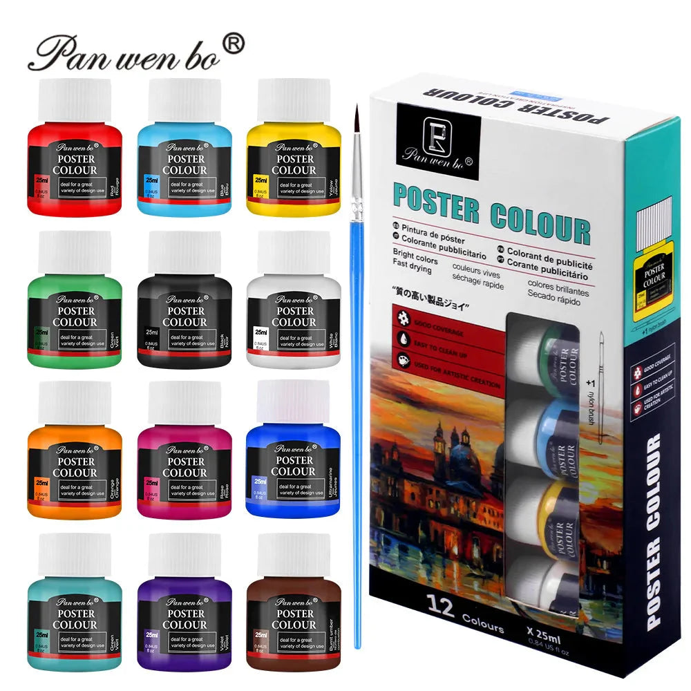 Acrylic Paint Set 6/12 Colors 25ml,Water-Proof Portable Art Rich Pigments for DlY Craft,Drawing,Painting,Canvas, Rock