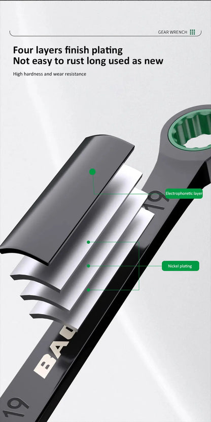Dual-Purpose Wrench Fast Plum Blossom Ratchet Wrench Industrial Grade 72 Tooth Labor-Saving, Fast and Durable Dual-use Wrench