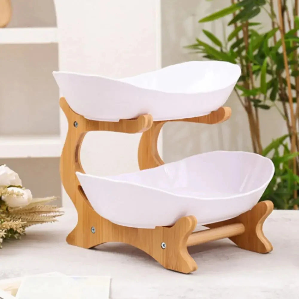 Snack Plates Plastic Material Fruit Plate Creative Design 2 Layer Candy Dish Modern Style Salad Bowl Snack Dish Living Room