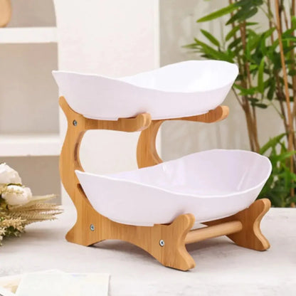 Snack Plates Plastic Material Fruit Plate Creative Design 2 Layer Candy Dish Modern Style Salad Bowl Snack Dish Living Room