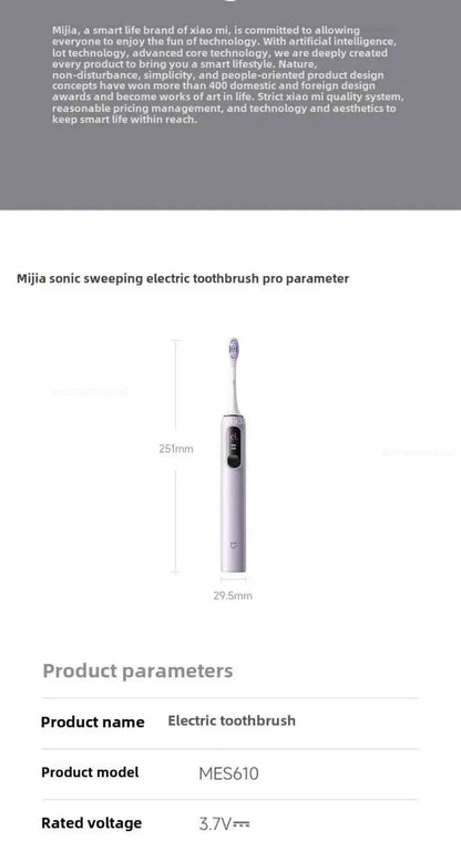 Mijia Sonic Sweep Vibration Electric Toothbrush Pro Intelligent Tooth Surface Recognition Digital Display Reminder