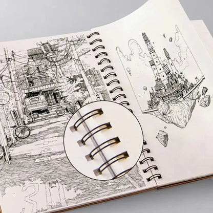 High Quality Kraft Paper Art Sketchbook A4/8K/16K/32K/A3 Flip-up Drawing Notepad 30Sheets/60Pages Spiral Notebook Art Supplies