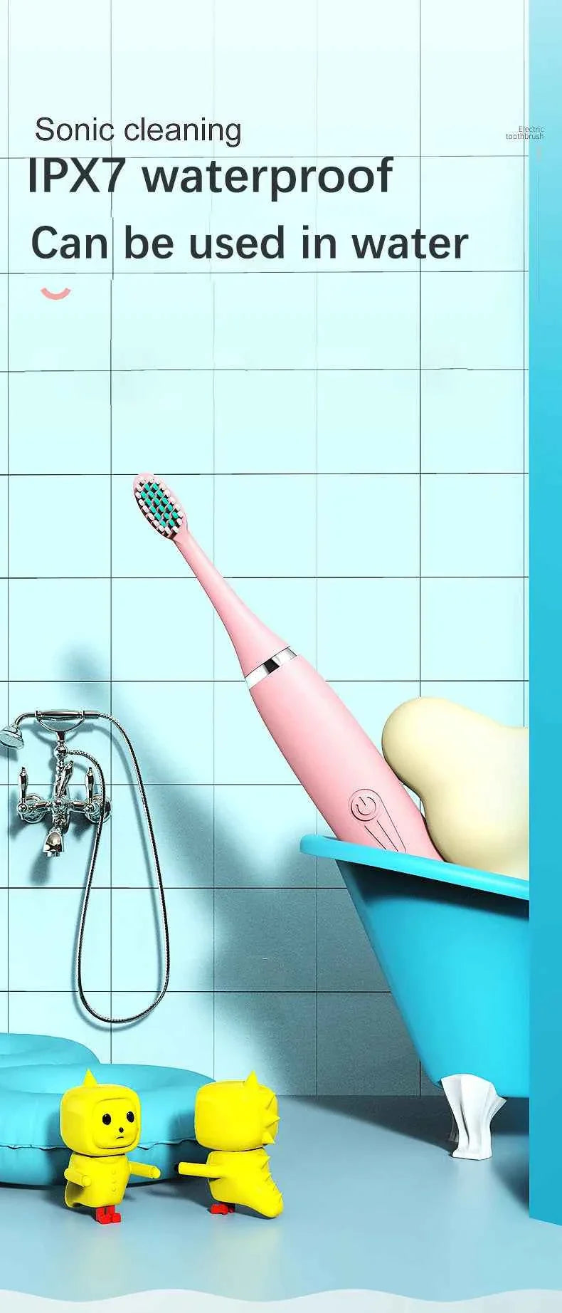Sonic Electric Toothbrush for Children Kids cleaning teeth whitening Rechargeable water proof Replace The Tooth Brush Head