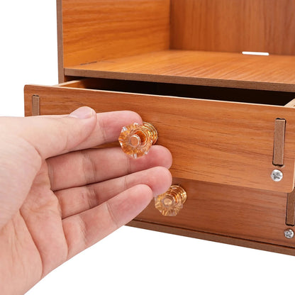 Wooden Desk Organizer W/ Drawer File Storage Desk Monitor Riser Computer Stand