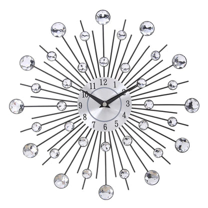 DIY Modern Design Large Wall Clock Quartz Movement Hanging Circle Decor Battery Powered Jeweled Artistic Clock for Living Room