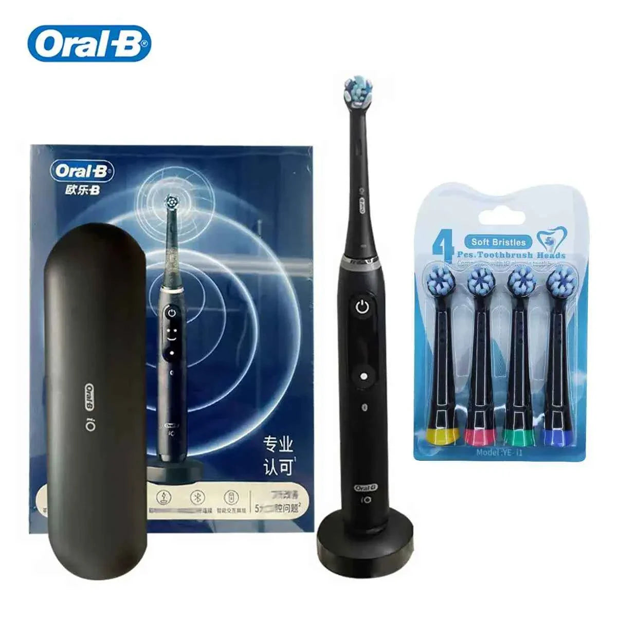 Oral-B iO7 Smart Electric Toothbrush with 5 Cleaning Modes Magnetic Technology App Connected Handle with Brush Head Travel Case