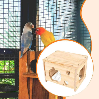 Bird House Wood Nesting Box Parrot Hideaway Rest Hut Cage Decor Accessory for Budgies Cockatiel Indoor Aviary