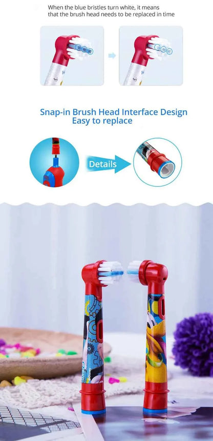 Oral B Children Electric Toothbrush Heads Frozen Utral Soft Tooth Brush Heads Round Brush Heads 2/3/4 hedas for 3-12 years old