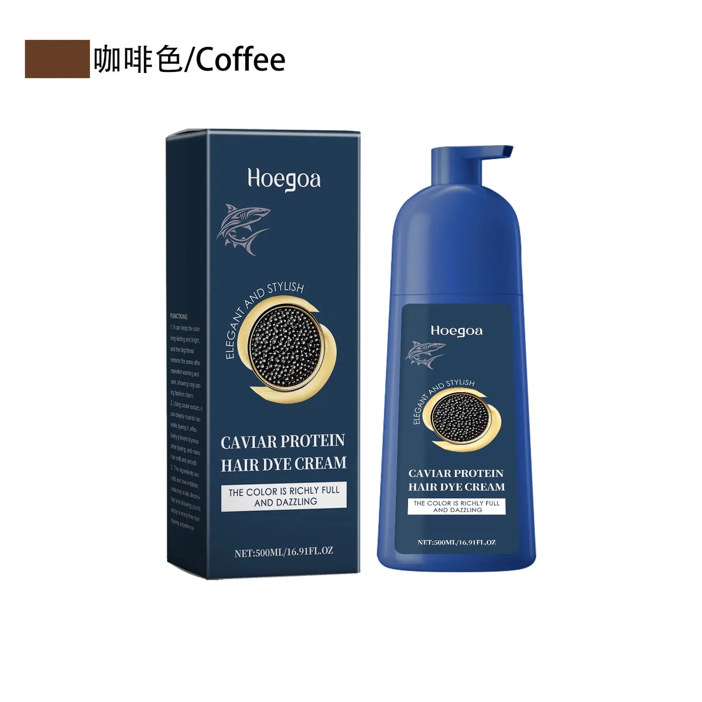 Caviar Protein Hair Dye Shampoo Gray White Hair Color Treatment Smoothing Nourishing Fast Natural Herbal Color Hair Cream 500ml