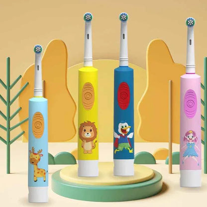 Kids Electric Toothbrush Colorful Cartoon Soft Bristle Rounded Vibrate Heads Teeth Brush Gum Care Battery Power 3-15 Years Old