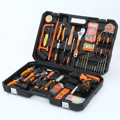 160/136/115/63 PC Lithium Drill Household Multifunctional Hardware Tool Manual Daily Electrician Woodworking Maintenance Toolbox