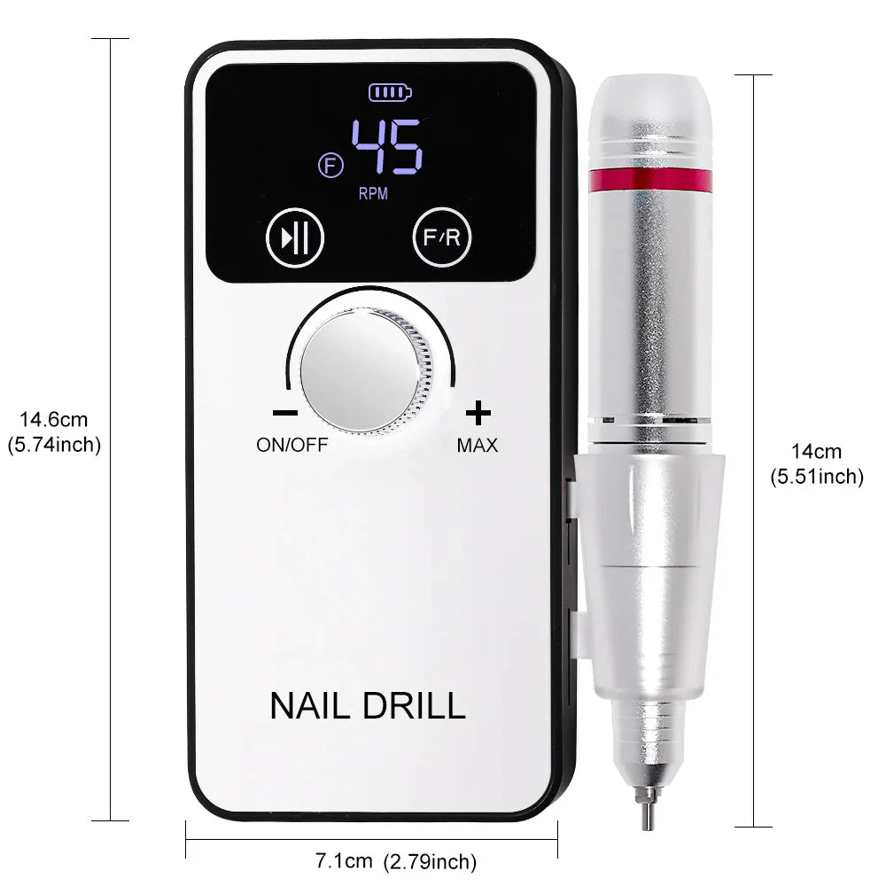 45000RPM Professional Nail Drill Machine Rechargeable Low Noise Electric Nail Drill Sander File for Manicure Gel  Polish Tool
