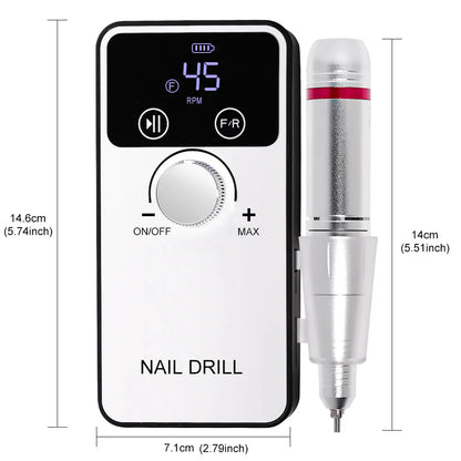 45000RPM Professional Nail Drill Machine Rechargeable Low Noise Electric Nail Drill Sander File for Manicure Gel  Polish Tool