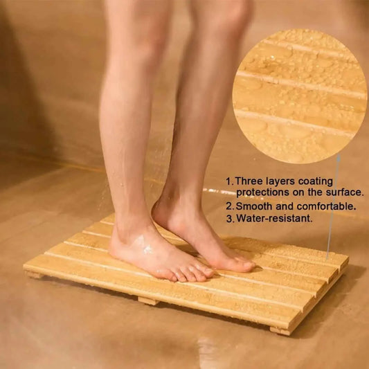 Bamboo Bath Mat Water Resistant Decoration Heavy Duty Non Slip Stylish Versatile Bathroom Accessories Shower Mat Floor Mat