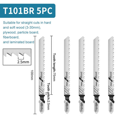 Premium T-Shank Jigsaw Blade Set - Multi-Material Cutting Kit for Wood, Plastic, and Metal - Compatible with Bosch/DEWALT/Makita
