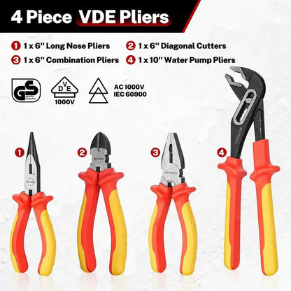 Insulated Screwdriver amp Pliers Set, 1000V Electrical Tools for Electrician Magnetic Phillips Slotted Pozidriv Tips