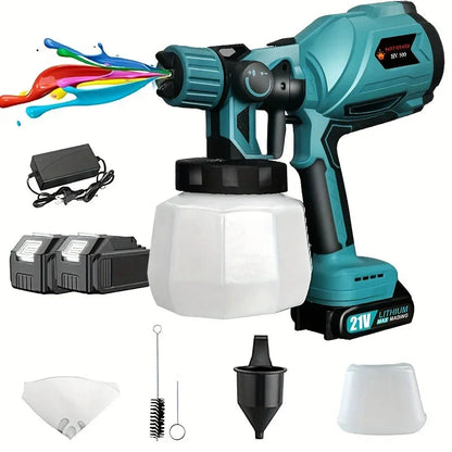 1000ML Electric Spray Gun Cordless Paint Sprayer Auto Furniture Steel Coating Airbrush Compatible For 21V Battery