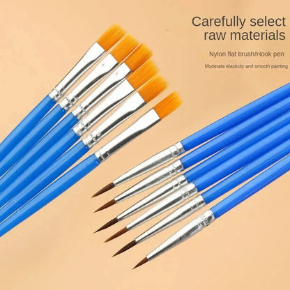 10/20/50Pcs Painting Brushes Set Art Round / Flat Brushs Nylon Hair Paint Brushes Pen for Oil Acrylic Watercolor Art Supplies