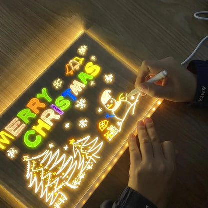 LED Note Board With Night Light 7 Colors Pen Acrylic Message Board DIY Children‘s Illuminated Drawing Board Kids Birthday Gift