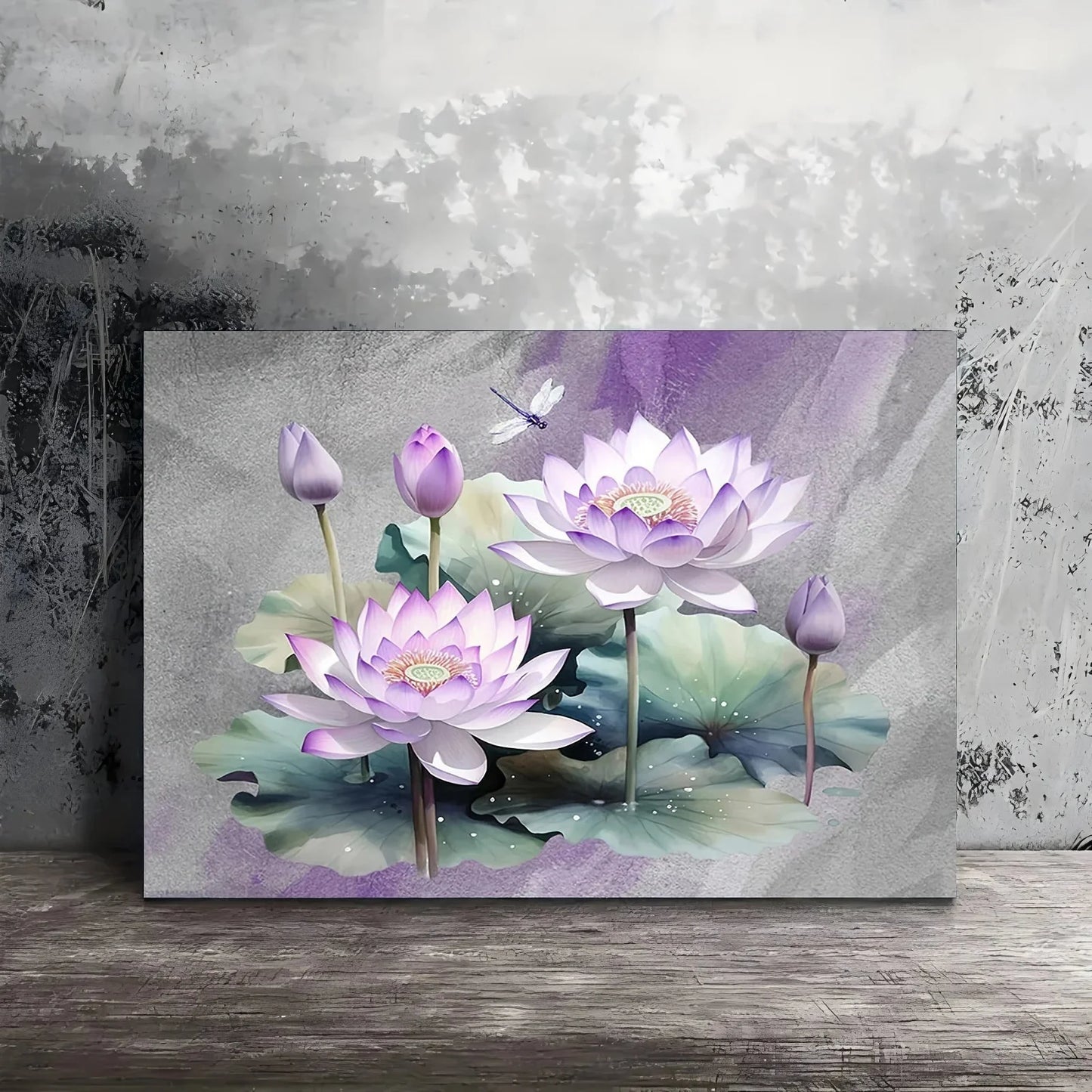Charming Purple Flower & Green Leaf Canvas Wall Art - Framed Home Decor for Living Room, Bedroom, Kitchen, 11.8x15.7 inches