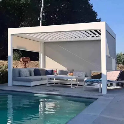 Motorized Aluminum Bioclimatic Pergola - Waterproof Electric Shutter Garden Gazebo