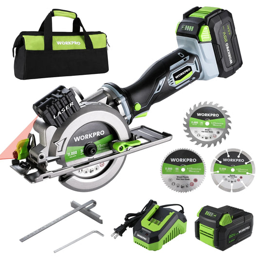 WORKPRO 20V Cordless Electric Circular Saw With Laser For Wood Ceramic Tile 115 mm Saw Blade 710W Electric Circular Saw No Laser