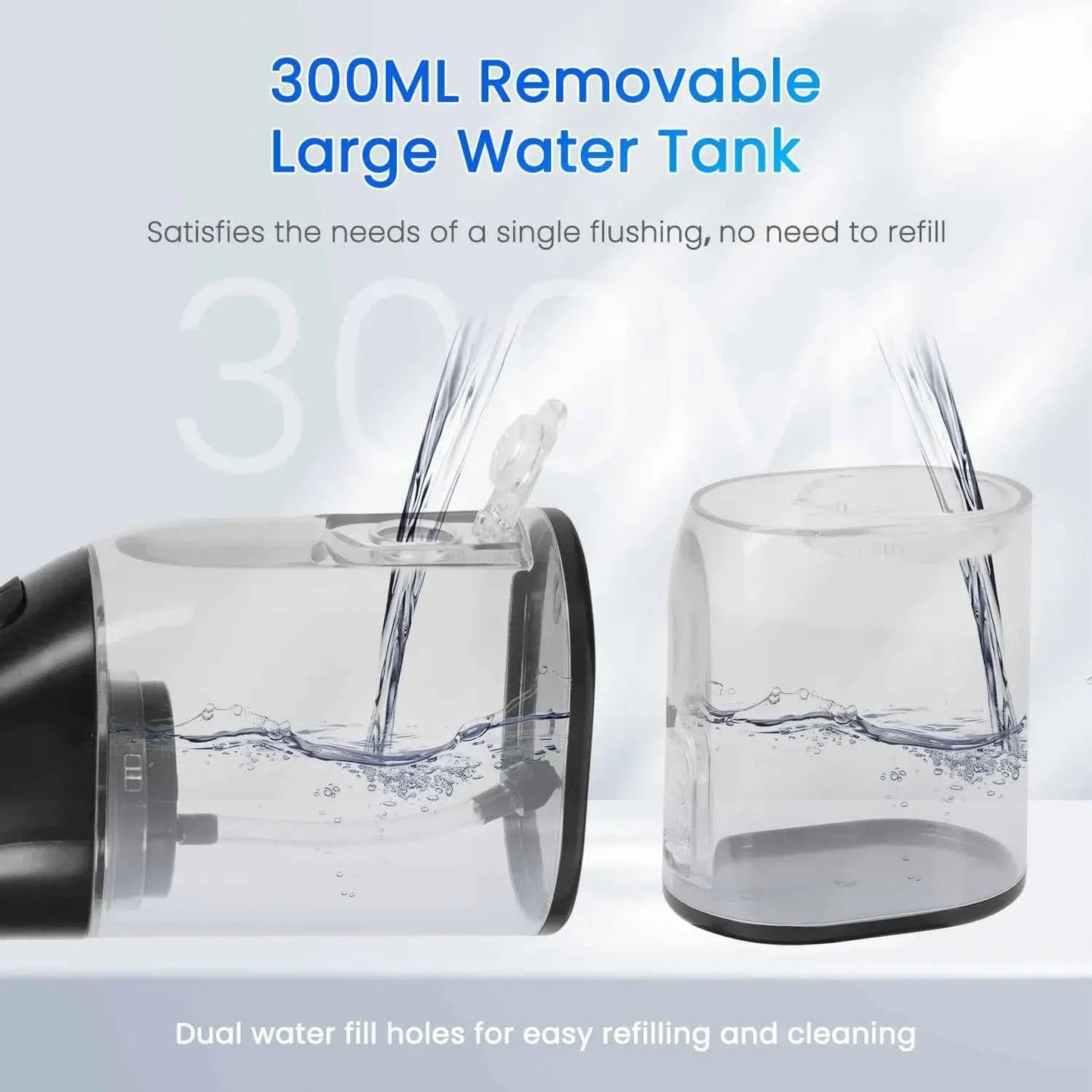 Fairywill Portable Oral Irrigator - 300ML Cordless Water Flosser with 6 Jet Nozzles