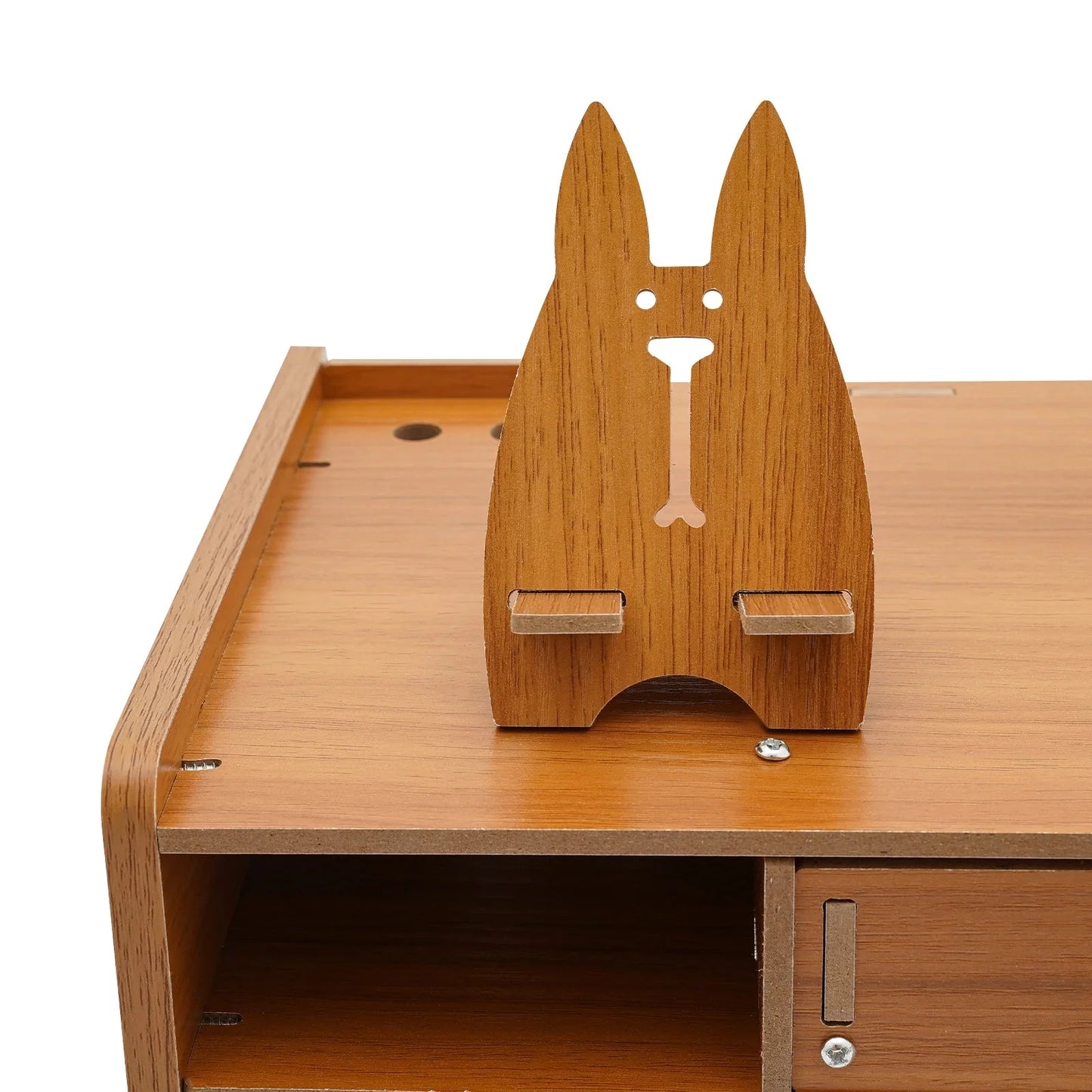 Wooden Desk Organizer W/ Drawer File Storage Desk Monitor Riser Computer Stand
