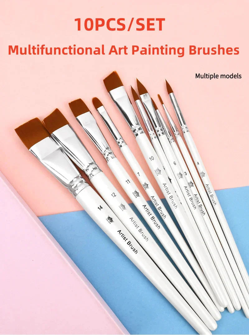 10pcs Multifunctional Art Painting Brushes Set Artist Art Painting Hook Line Watercolor Gouache Oil Painting Brush Art Supplies