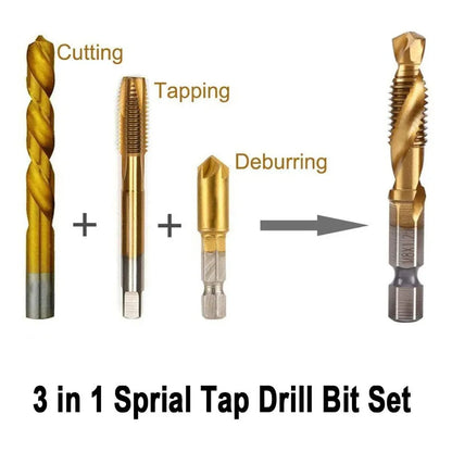 LiYu Shank Titanium Plated HSS Screw Thread Metric Tap Drill Bits Screw Machine Compound Tap M3 M4 M5 M6 M8 M10 Hand Tools